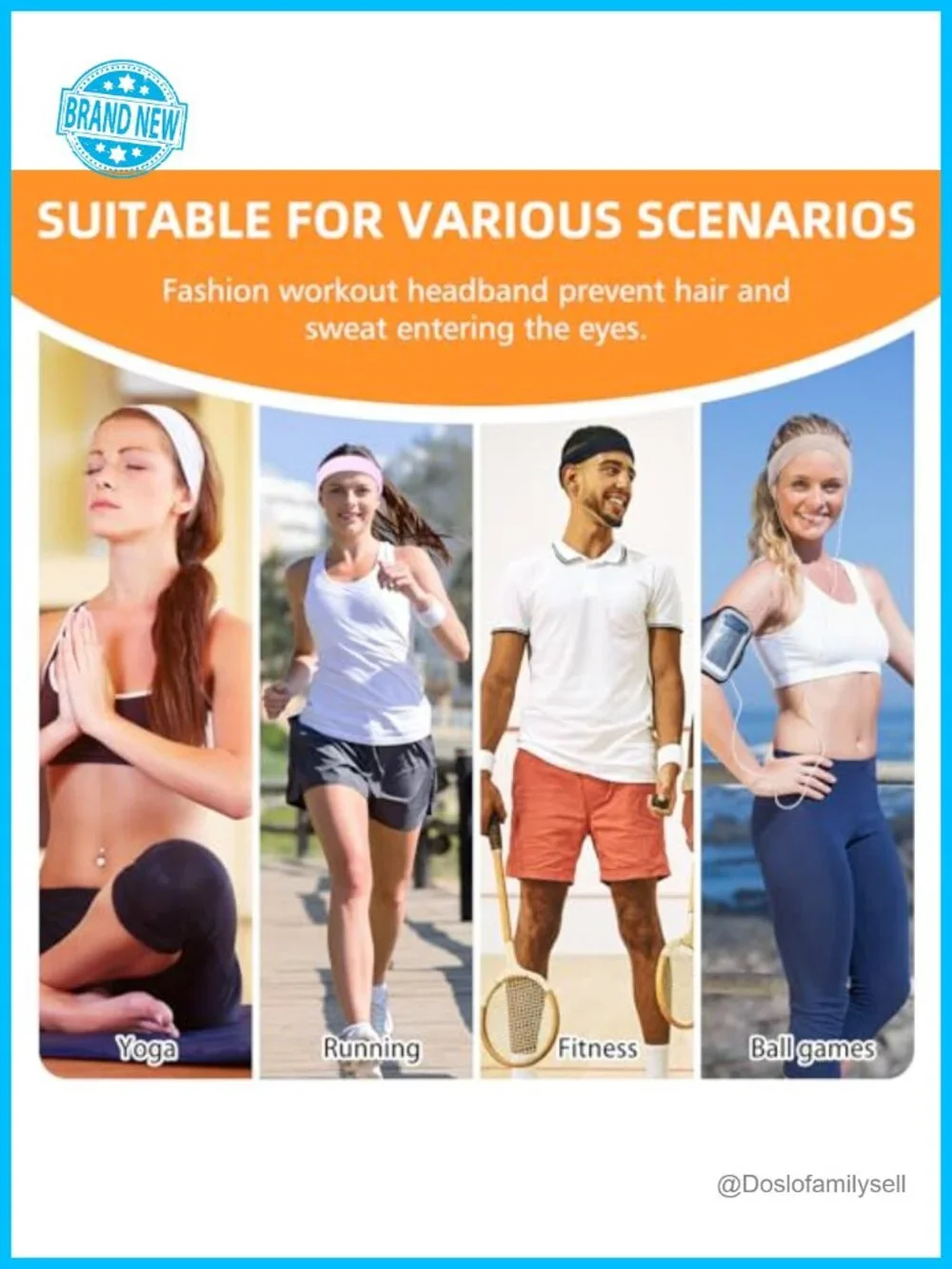 Non Slip Sports Elastic Soft Running Headbands Absorb Sweat for Workout
